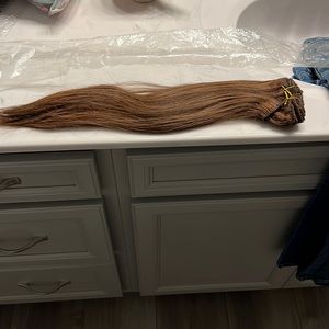 Remy clip in extensions 18” long real hair medium brown 16pieces